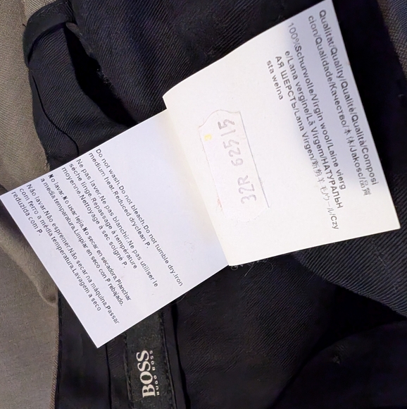 BOSS Hugo Boss 32R 100% Wool Dress Pants Trousers Grey Green Neutral Made in USA - Picture 5 of 6